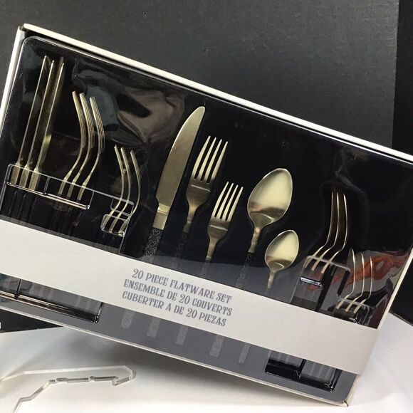 Disney Parks 50th Luxe Mickey Mouse Icon Black Gold Silverware Flatware 20 Piece - Picture 1 of 5